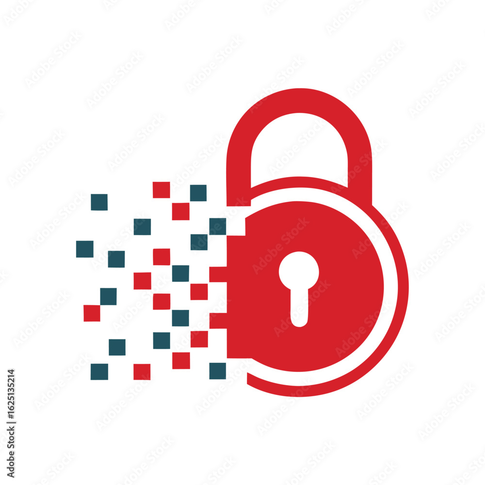 Poster digital lock pixel vector icon design cyber security encryption symbol vector.