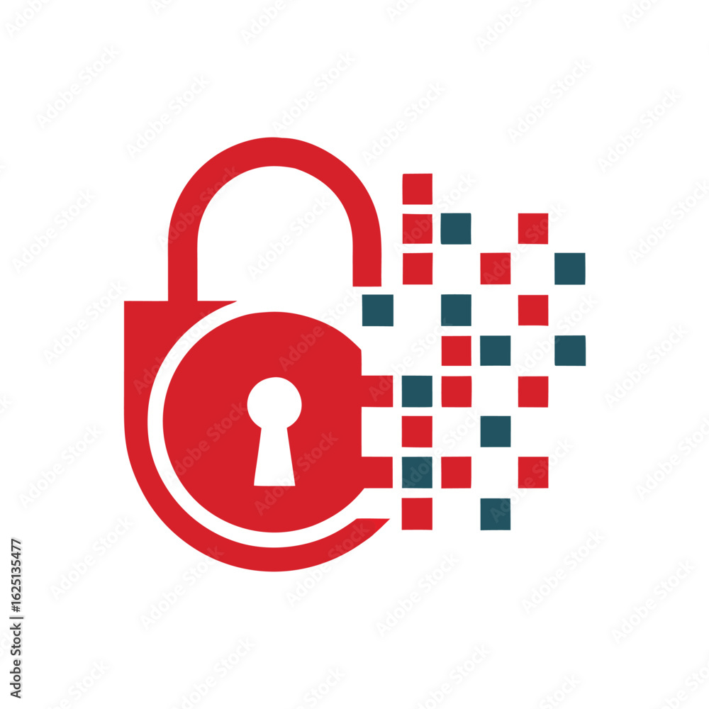 Poster digital lock pixel vector icon design cyber security encryption symbol vector.