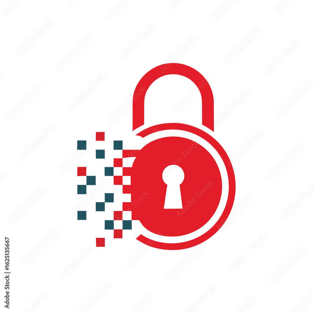 Poster digital lock pixel vector icon design cyber security encryption symbol vector.