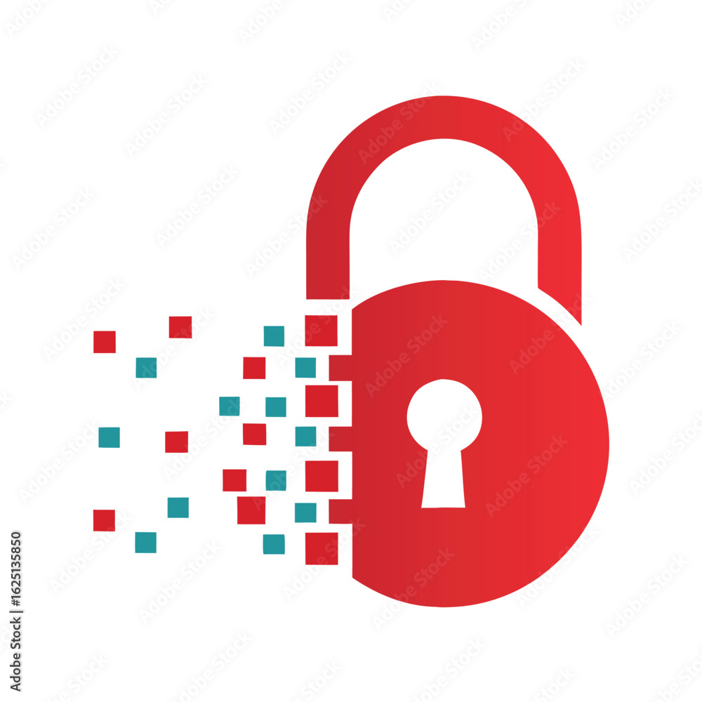 Poster digital lock pixel vector icon design cyber security encryption symbol vector.