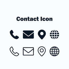 Modern Minimal Contact Icon Set ? Fill & Stroke  Phone, Email, Website, Location.eps