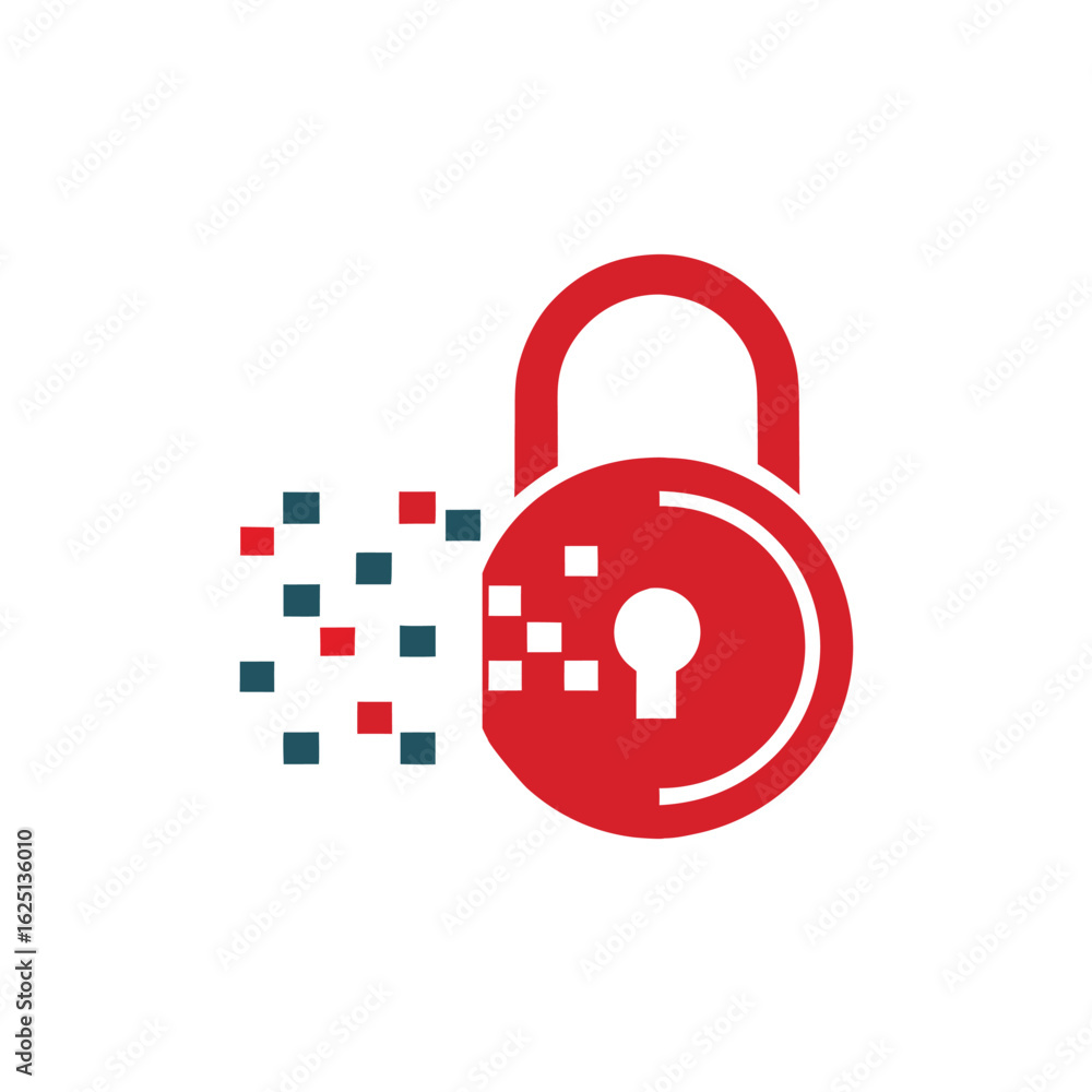 Poster digital lock pixel vector icon design cyber security encryption symbol vector.