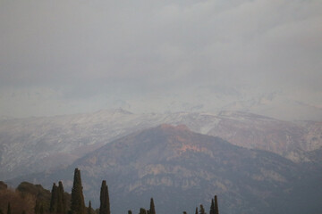 mountain landscape with fog