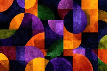 Abstract Geometric Pattern With Colorful Circles And Squares