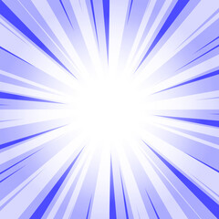 Neon Blue Glowing Sunburst Background. Abstract Blue Glow Effect Sunburst Background for Presentation, Banner, Poster, Flyer, Sales. Modern Pop Art Poster for Summer and Spring Theme.