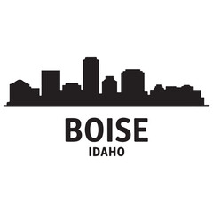 Fototapeta premium Boise skyline horizontal banner. Boise, Idaho. Vector template for your design. Vector black silhouette. with white background
