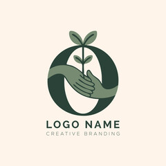 Letter O natural logo, leaf logo