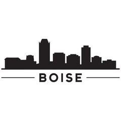 Naklejka premium Boise skyline horizontal banner. Boise, Idaho. Vector template for your design. Vector black silhouette. with white background