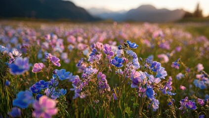 Vibrant wildflowers in a meadow at sunset (1)