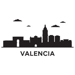 Fototapeta premium Valencia, Venezuela skyline silhouette. Black Valencia city. Vector black silhouette. with white background