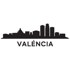 Fototapeta premium Valencia, Venezuela skyline silhouette. Black Valencia city. Vector black silhouette. with white background