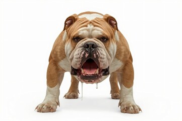 Obraz premium Studio Bulldog, panting, white background, drooling, pet