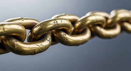 Fototapeta premium Close up of a gold chain with strong links and a shiny surface