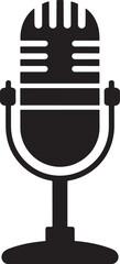 Vintage Microphone Silhouette Vector Graphic for Audio Recording and Broadcast Concepts