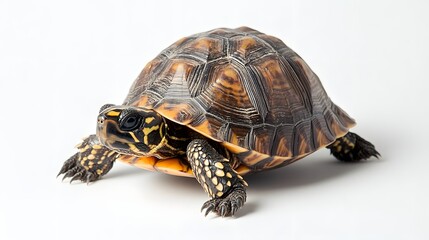Fototapeta premium Majestic Full-Body Portrait of a Slow-Moving Turtle with an Intricate Shell