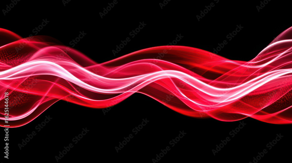 Poster red abstract wave design with flowing lines. modern digital art for technology concept. dynamic grap
