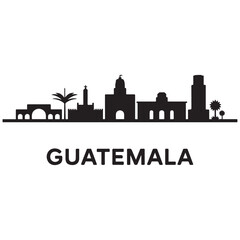 Fototapeta premium Guatemala City skyline horizontal banner. Guatemala City, Guatemala. Vector template for your design. Vector black silhouette. with white background