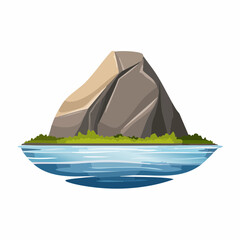 Mountain rock formation overlooking calm water nature scene serene environment aerial view tranquility concept