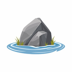 Calm waters surrounding a rocky outcrop nature scene outdoor landscape tranquil environment close-up viewpoint