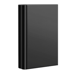 Elegant dark book cover with vertical decorative elements isolated on white background