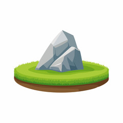 Rock formation surrounded by grass nature scene digital vibrant environment aerial view serenity concept