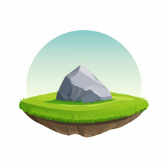 Exploring natural landscapes isolated rock formation lush grassland digital serene environment aerial view nature concept