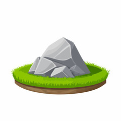 Rock formation surrounded by grass natural landscape digital art isolated setting vibrant colors