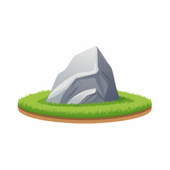 Natural rock formation on lush grassland nature calm landscape top-down view for serenity and beauty