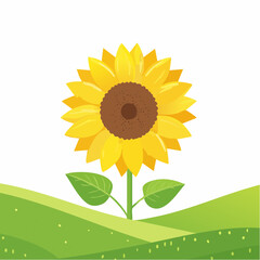 Vibrant sunflower blooming amidst lush green hills nature bright and cheerful environment