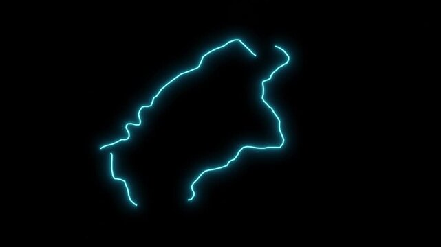 Saudi Arabia Al Qassim Abstract Futuristic Concept Neon Map Animation 4k