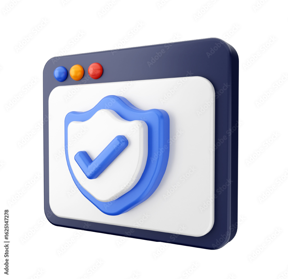 Poster 3d render: secure browser window, approved