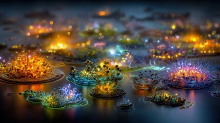 Abstract Glowing City Islands