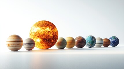 Solar system planets, sun in foreground