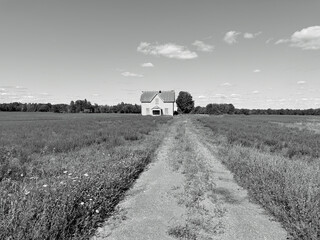 An old abandoned and decrepit home on a farm