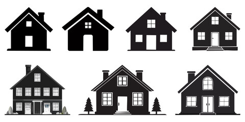 Collection of minimalist hand drawn house icons, vector illustration. 