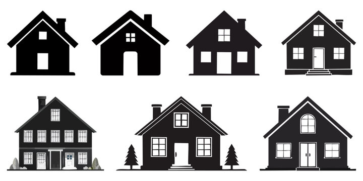 Collection of minimalist hand drawn house icons, vector illustration. 