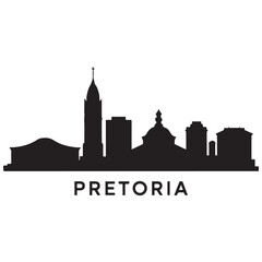 Fototapeta premium Pretoria skyline horizontal banner. Pretoria, South Africa. Vector template for your design. Vector black silhouette. with white background