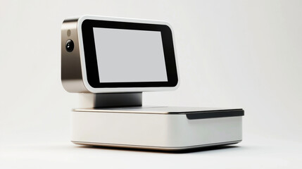 Financial terminal with touch screen isolated on white background. Large touch screen terminal bank. Point Of Sale System with Screen Monitor. 3d illustration