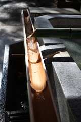 竹の手水　コロナ対策
