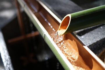 竹の手水　コロナ対策
