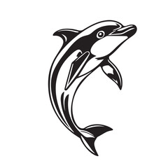 Fototapeta premium Dolphin vector design concept black and white illustration.