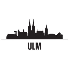 Fototapeta premium Ulm skyline silhouette. Black Ulm city. Vector black silhouette. with white background