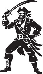 Pirate Silhouette A Swashbuckling Buccaneer with Sword for Adventure Themes and Historical Illustrations