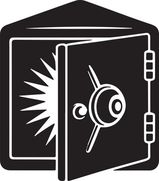 black safe door open sunburst clip art preview