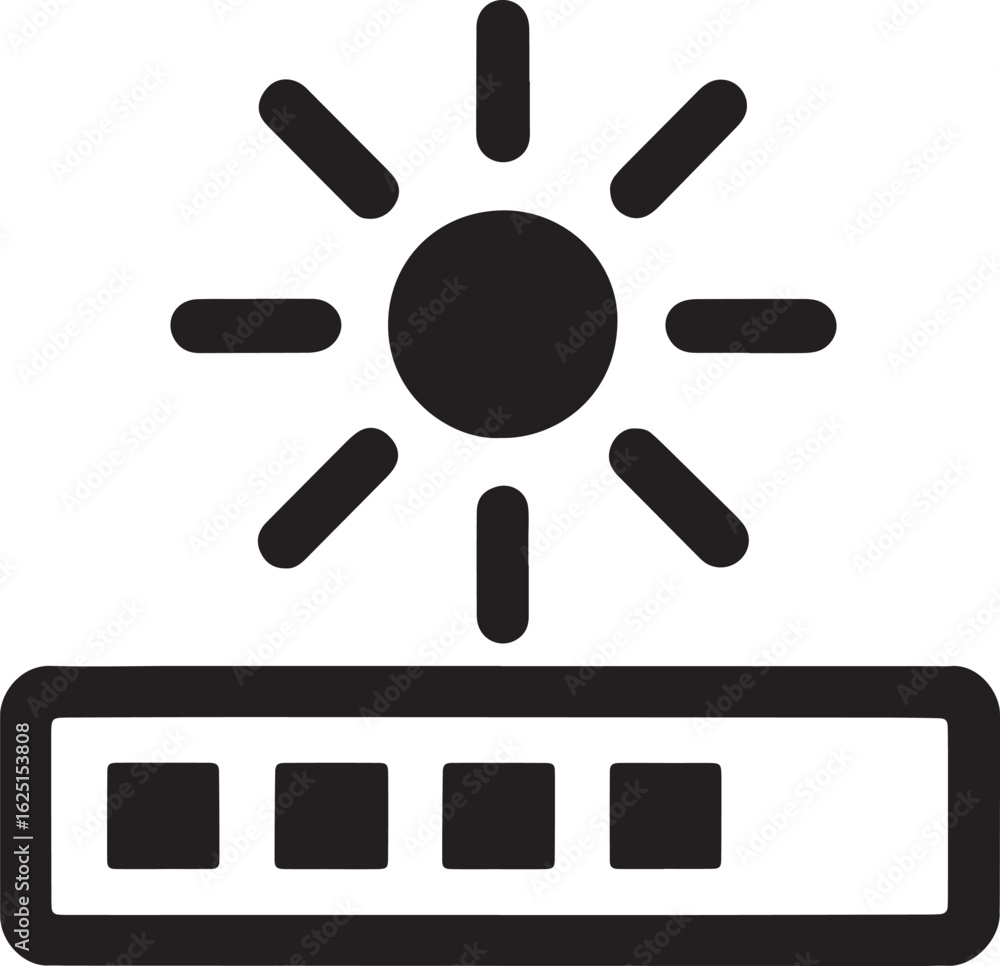 Poster brightness control interface symbol for display settings and screen adjustment options vector