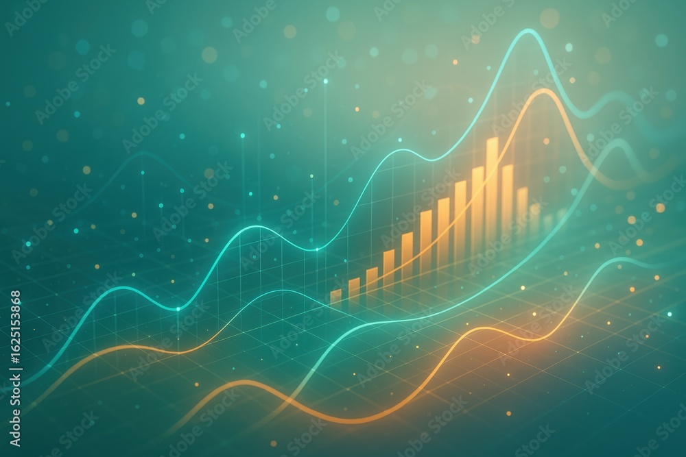 Poster data visualization in trend: a dynamic data visualization showcasing a complex interplay of lines an