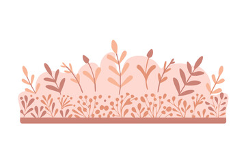 Fototapeta premium Decorative pink plant border with textured base