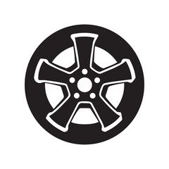 Fototapeta premium Black and White FiveSpoke Car Wheel Silhouette