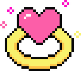 pixel illustration of a heart ring