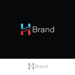 Letter H Wave Logo with black and white background. 